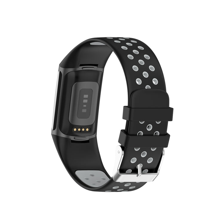 For Fitbit Charge 6 Dual Color Breathable Silicone Watch Band(Black+Gray) - Watch Bands by PMC TechLife | Online Shopping South Africa | PMC TechLife | Buy Now Pay Later Mobicred