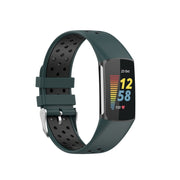 For Fitbit Charge 6 Dual Color Breathable Silicone Watch Band(Green+Black)