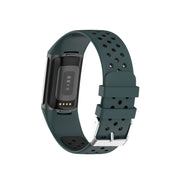 For Fitbit Charge 6 Dual Color Breathable Silicone Watch Band(Green+Black)