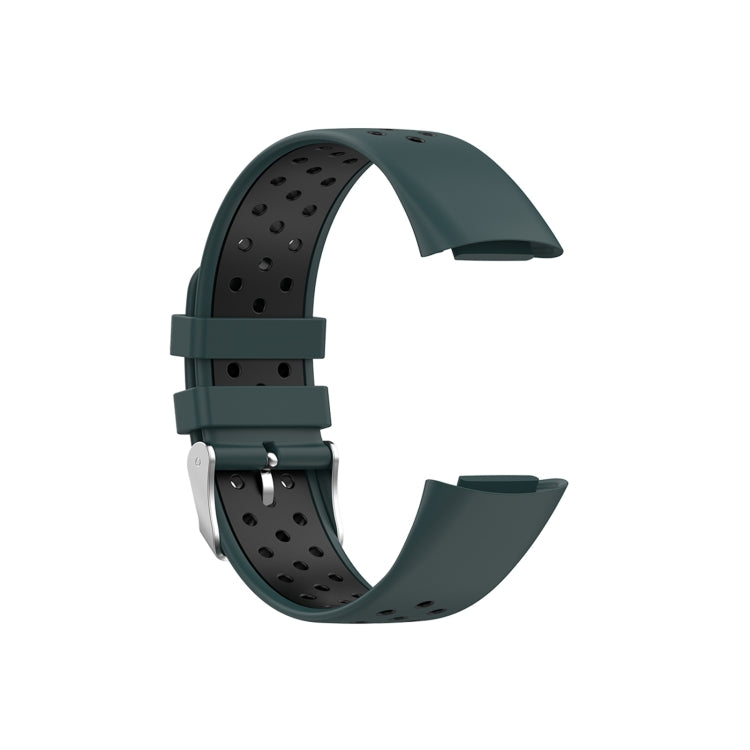 For Fitbit Charge 6 Dual Color Breathable Silicone Watch Band(Green+Black) - Watch Bands by PMC TechLife | Online Shopping South Africa | PMC TechLife | Buy Now Pay Later Mobicred