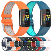 For Fitbit Charge 6 Dual Color Breathable Silicone Watch Band(Black+Gray)