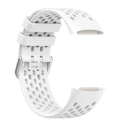 For Fitbit Charge 6 Solid Color Breathable Sports Silicone Watch Band(White)