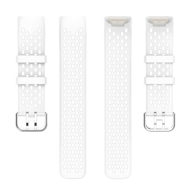 For Fitbit Charge 6 Solid Color Breathable Sports Silicone Watch Band(White) - Watch Bands by PMC TechLife | Online Shopping South Africa | PMC TechLife | Buy Now Pay Later Mobicred