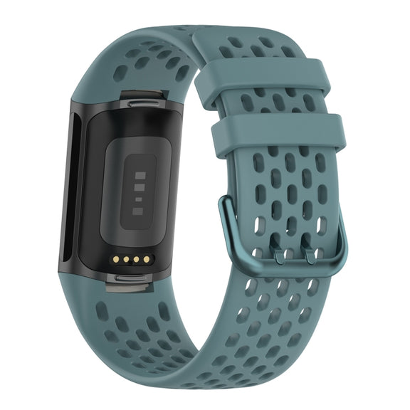 For Fitbit Charge 6 Solid Color Breathable Sports Silicone Watch Band(Blue)