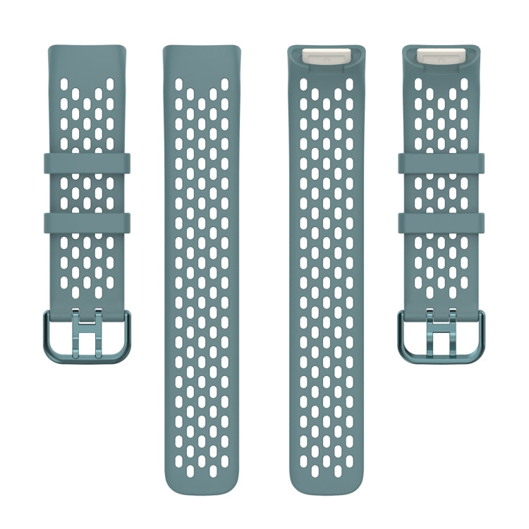 For Fitbit Charge 6 Solid Color Breathable Sports Silicone Watch Band(Blue)