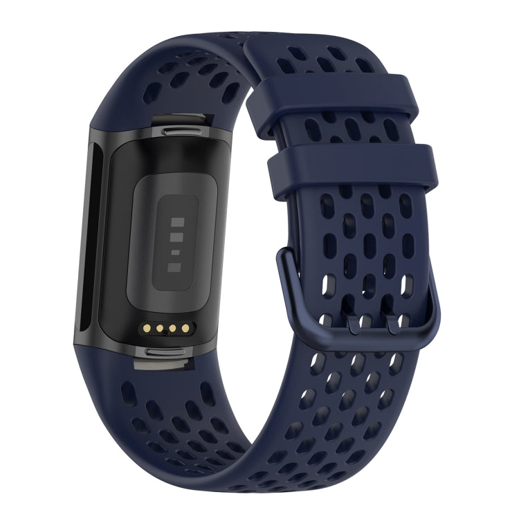 For Fitbit Charge 6 Solid Color Breathable Sports Silicone Watch Band(Dark Blue) - Watch Bands by PMC TechLife | Online Shopping South Africa | PMC TechLife | Buy Now Pay Later Mobicred