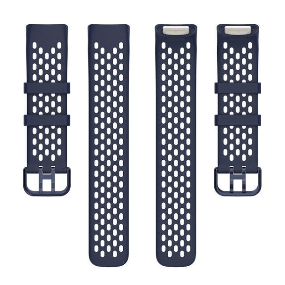 For Fitbit Charge 6 Solid Color Breathable Sports Silicone Watch Band(Dark Blue)