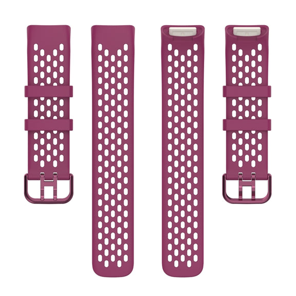 For Fitbit Charge 6 Solid Color Breathable Sports Silicone Watch Band(Wine Red)