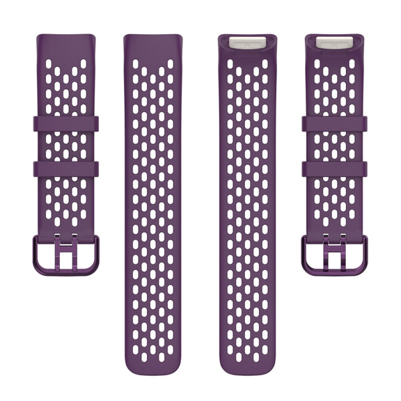 For Fitbit Charge 6 Solid Color Breathable Sports Silicone Watch Band(Dark Purple)