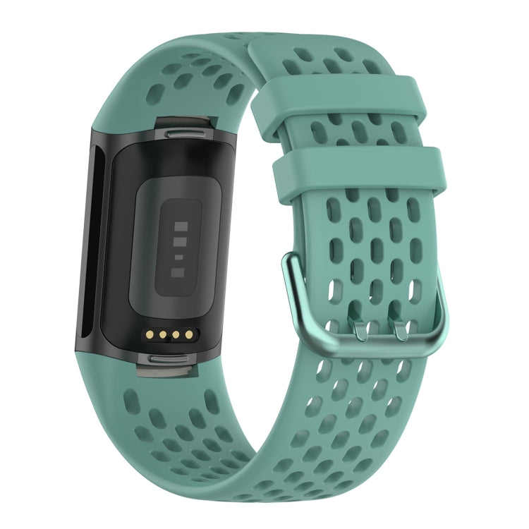 For Fitbit Charge 6 Solid Color Breathable Sports Silicone Watch Band(Pine Green) - Watch Bands by PMC TechLife | Online Shopping South Africa | PMC TechLife | Buy Now Pay Later Mobicred