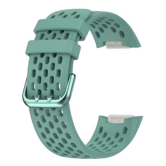 For Fitbit Charge 6 Solid Color Breathable Sports Silicone Watch Band(Pine Green)