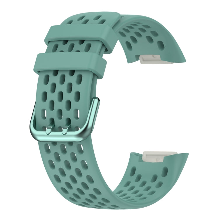For Fitbit Charge 6 Solid Color Breathable Sports Silicone Watch Band(Pine Green)