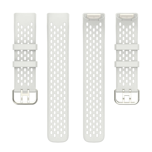 For Fitbit Charge 6 Solid Color Breathable Sports Silicone Watch Band(Starlight Color)
