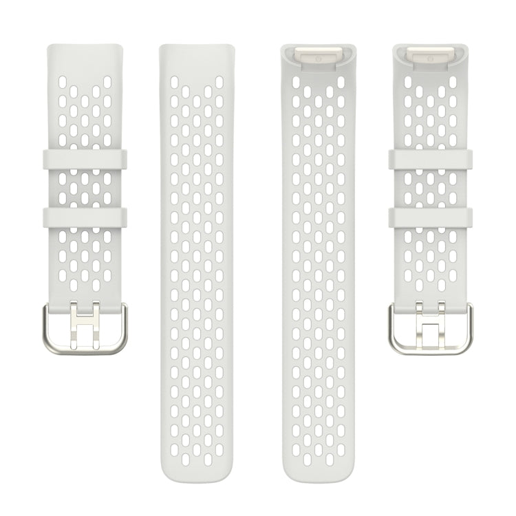 For Fitbit Charge 6 Solid Color Breathable Sports Silicone Watch Band(Starlight Color)
