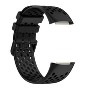 For Fitbit Charge 5 Solid Color Breathable Sports Silicone Watch Band(Black)