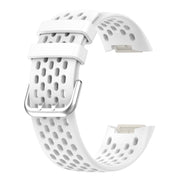 For Fitbit Charge 5 Solid Color Breathable Sports Silicone Watch Band(White)