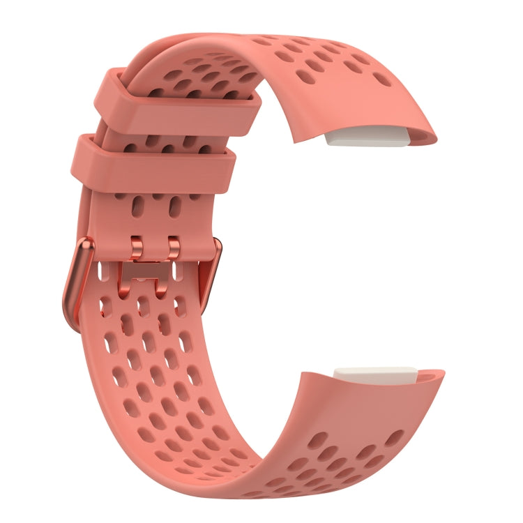 For Fitbit Charge 5 Solid Color Breathable Sports Silicone Watch Band(Pink) - Watch Bands by PMC TechLife | Online Shopping South Africa | PMC TechLife | Buy Now Pay Later Mobicred