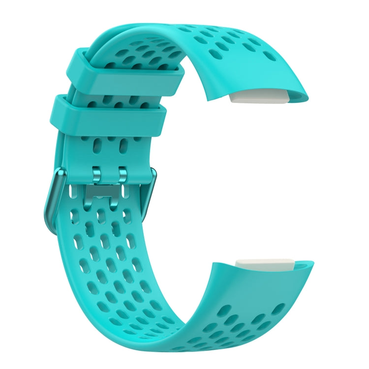 For Fitbit Charge 5 Solid Color Breathable Sports Silicone Watch Band(Teal Green) - Watch Bands by PMC TechLife | Online Shopping South Africa | PMC TechLife | Buy Now Pay Later Mobicred