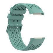 For Fitbit Charge 5 Solid Color Breathable Sports Silicone Watch Band(Pine Green)