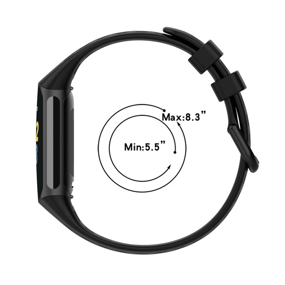 For Fitbit Charge 5 Solid Color Breathable Sports Silicone Watch Band(Black)