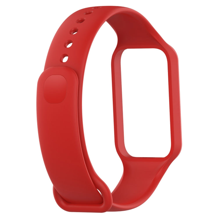 For Xiaomi Mi Band 8 Active Solid Color Integrated Silicone Watch Band(Red)