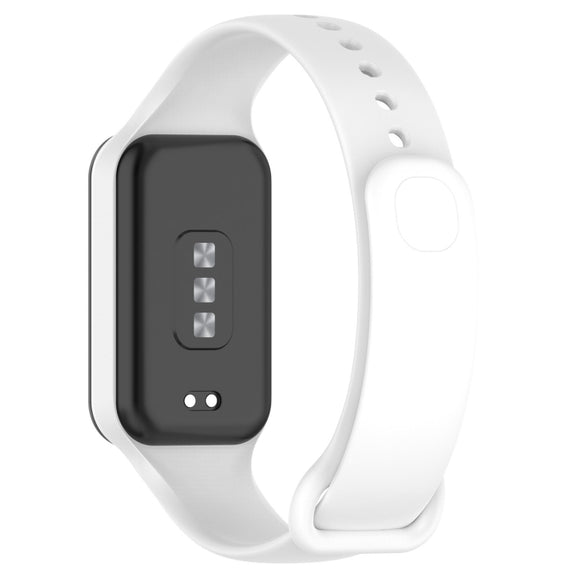 For Xiaomi Mi Band 8 Active Solid Color Integrated Silicone Watch Band(White)