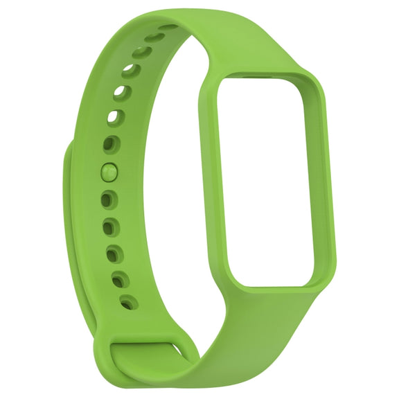 For Xiaomi Mi Band 8 Active Solid Color Integrated Silicone Watch Band(Green)