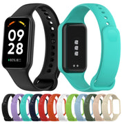 For Xiaomi Mi Band 8 Active Solid Color Integrated Silicone Watch Band(Teal Green)