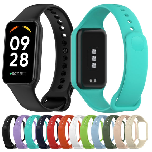 For Xiaomi Mi Band 8 Active Solid Color Integrated Silicone Watch Band(Teal Green)