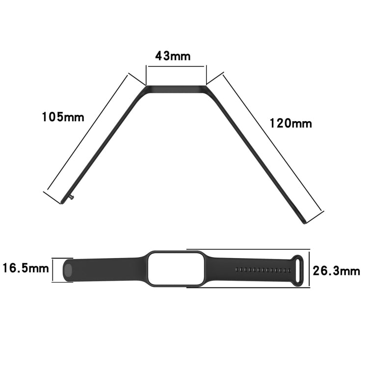 For Xiaomi Mi Band 8 Active Solid Color Integrated Silicone Watch Band(Black)