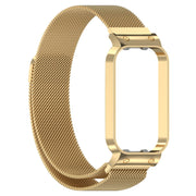 For Xiaomi Mi Band 8 Active Milan Magnetic Metal Steel Mesh Watch Band + Watch Frame(Gold)