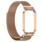 For Xiaomi Mi Band 8 Active Milan Magnetic Metal Steel Mesh Watch Band + Watch Frame(Rose Gold)