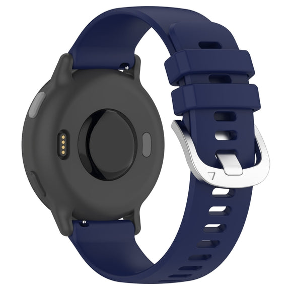 For Garmin Active5 Liquid Glossy Silver Buckle Silicone Watch Band(Dark Blue)