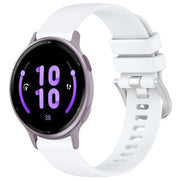 For Garmin Active5 Liquid Glossy Silver Buckle Silicone Watch Band(White)