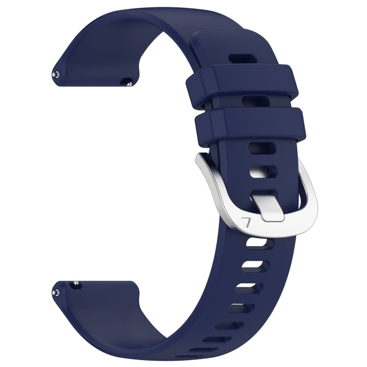 For Garmin Venu SQ2 Liquid Glossy Silver Buckle Silicone Watch Band(Dark Blue)