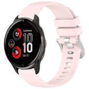 For Garmin Venu 2 Plus Liquid Glossy Silver Buckle Silicone Watch Band(Pink)