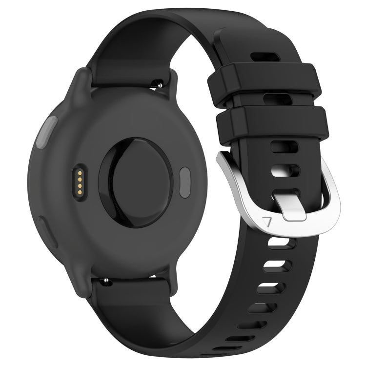 For Garmin Forerunner 158 / 55 Liquid Glossy Silver Buckle Silicone Watch Band(Black)