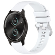 For Garmin VivoMove Style / Vivomove Liquid Glossy Silver Buckle Silicone Watch Band(White)