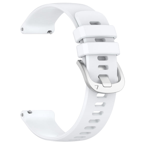 For Garmin VivoMove Style / Vivomove Liquid Glossy Silver Buckle Silicone Watch Band(White)