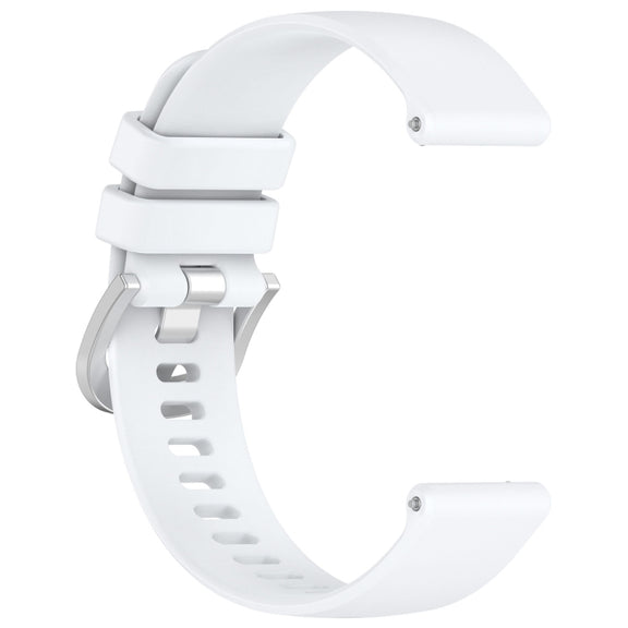 For Garmin VivoMove Style / Vivomove Liquid Glossy Silver Buckle Silicone Watch Band(White)