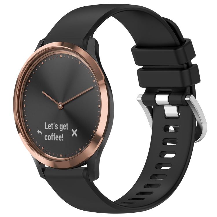 For Garmin Vivomove HR Sport Liquid Glossy Silver Buckle Silicone Watch Band(Black) - free shipping - PMC TechLife - Order now!