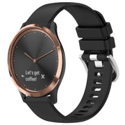 For Garmin Vivomove HR Sport Liquid Glossy Silver Buckle Silicone Watch Band(Black)