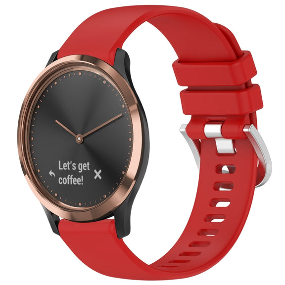 For Garmin Vivomove HR Sport Liquid Glossy Silver Buckle Silicone Watch Band(Red)