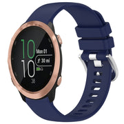 For Garmin Forerunner 645 / 645 Music Liquid Glossy Silver Buckle Silicone Watch Band(Dark Blue)
