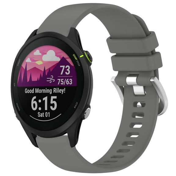 For Garmin Forerunner 255S Music / 255S Liquid Glossy Silver Buckle Silicone Watch Band(Gray)