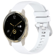 For Garmin Venu 2S Liquid Glossy Silver Buckle Silicone Watch Band(White)