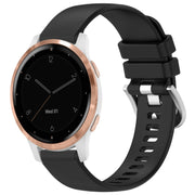For Garmin Vivoactive 4S Liquid Glossy Silver Buckle Silicone Watch Band(Black)