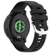 For Garmin Vivoactive 4S Liquid Glossy Silver Buckle Silicone Watch Band(Black)