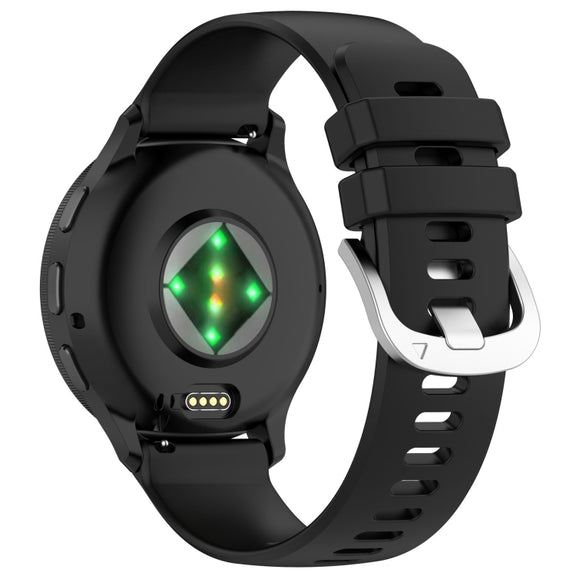 For Garmin Vivoactive 4S Liquid Glossy Silver Buckle Silicone Watch Band(Black)
