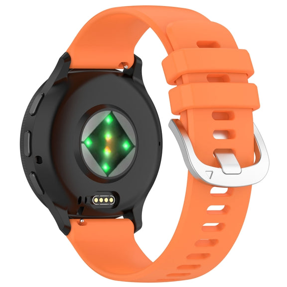 For Garmin Vivoactive 4S Liquid Glossy Silver Buckle Silicone Watch Band(Orange)